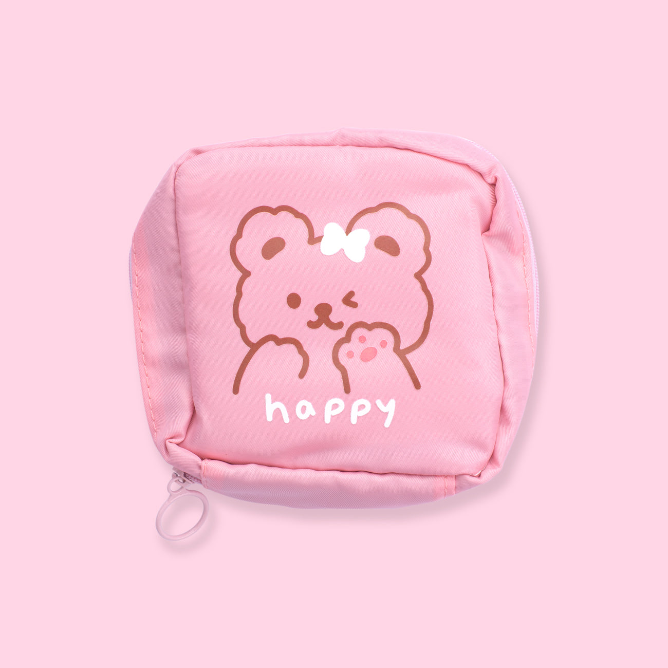 Sanitary Napkin Storage Pouch - Pink Bear
