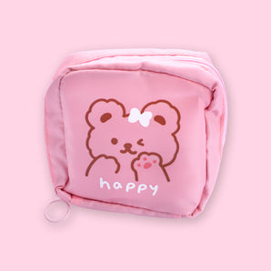 Sanitary Napkin Storage Pouch - Pink Bear - Stationery Pal