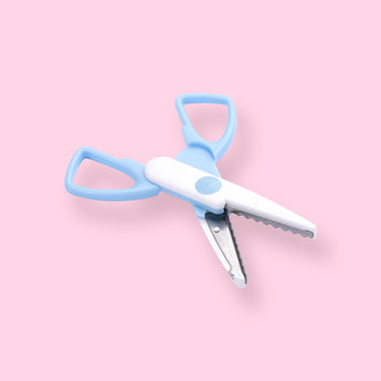 Stainless Wave Pattern Childrens Pinking Scissors - Blue - Stationery Pal