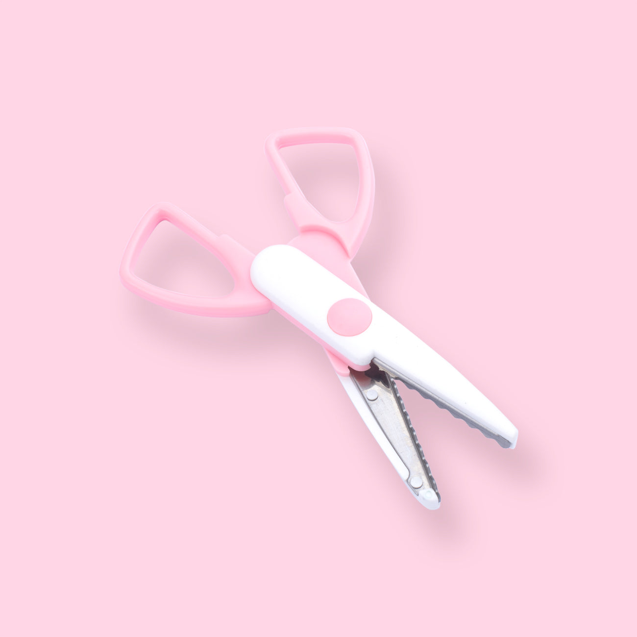 Stainless Wave Pattern Childrens Pinking Scissors - Pink - Stationery Pal