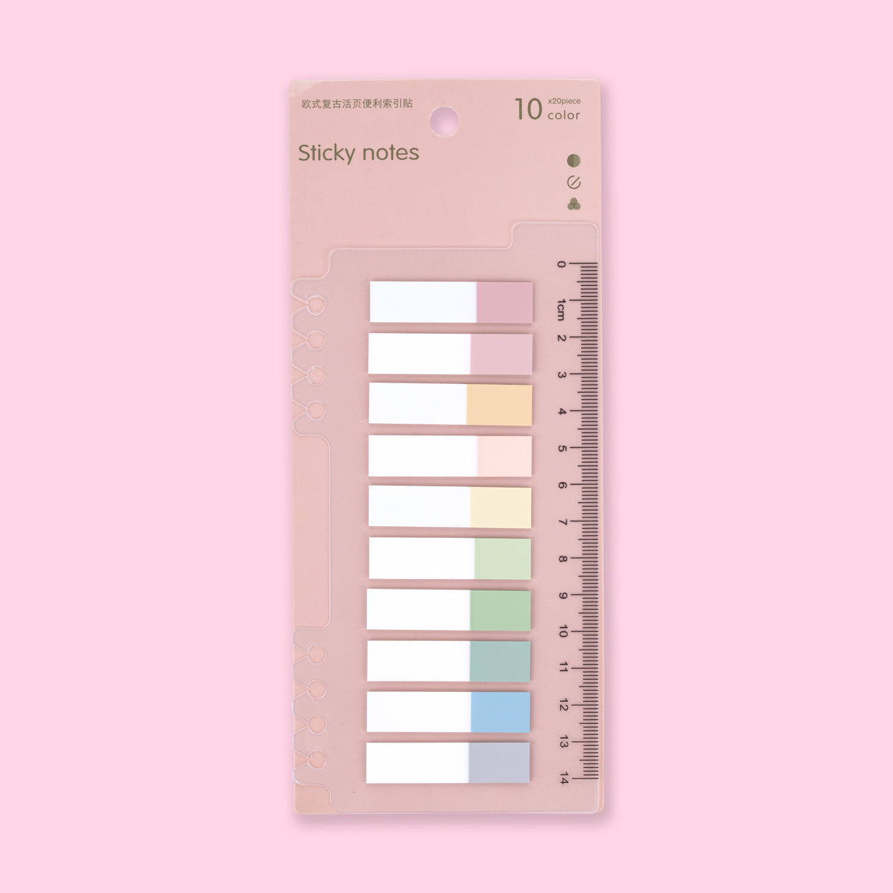 Tag Sticky Notes with Ruler - Set of 10 - Pastel Rectangle