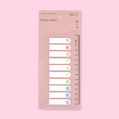 Tag Sticky Notes with Ruler - Set of 10 - Pastel Round - Stationery Pal