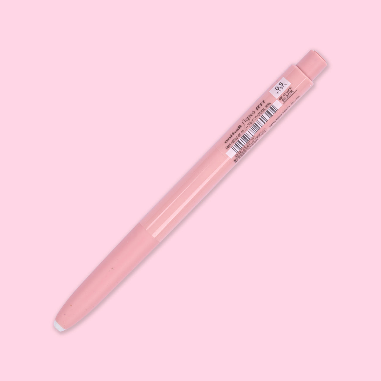 Uni-ball Signo RT1 UMN-155NC Gel Pen -  0.5mm - Coral Pink - Black Ink