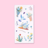 Washi Retro Flower Stickers - Set of 6 - Stationery Pal