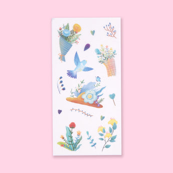 Washi Retro Flower Stickers - Set of 6 - Stationery Pal