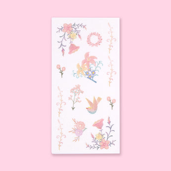 Washi Retro Flower Stickers - Set of 6 - Stationery Pal