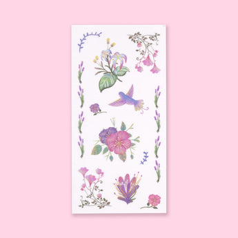 Washi Retro Flower Stickers - Set of 6 - Stationery Pal