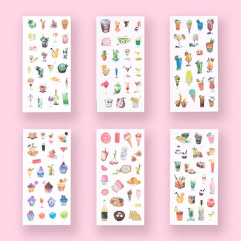 Washi Summer Drink Stickers - Set of 6 - Stationery Pal