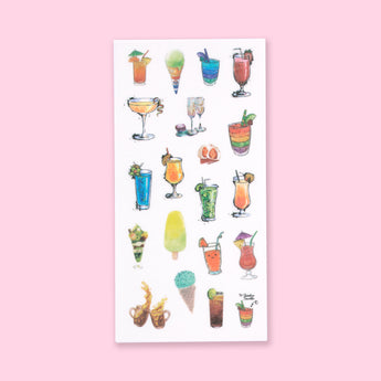 Washi Summer Drink Stickers - Set of 6 - Stationery Pal