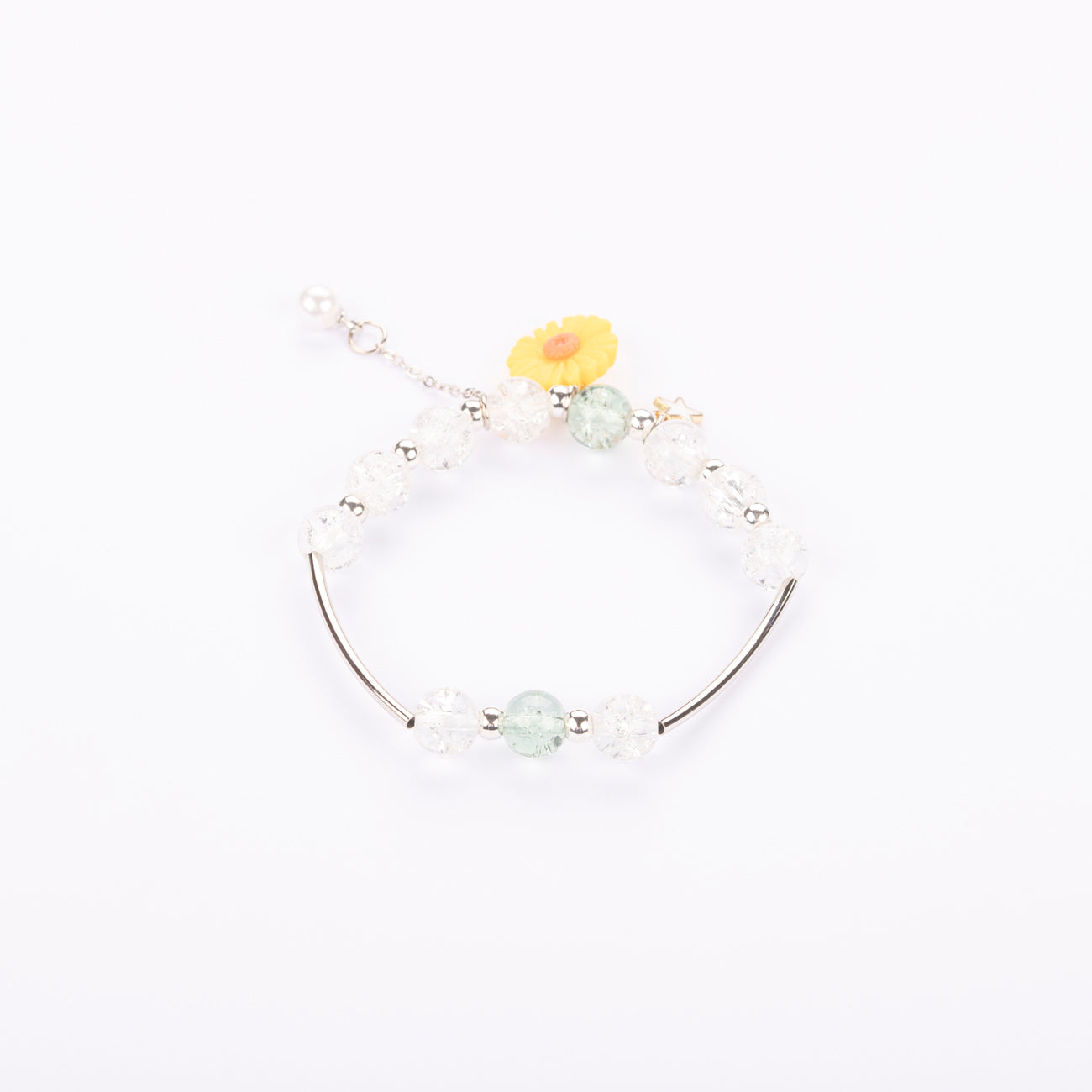 Yellow Daisy Elastic Bracelet - White