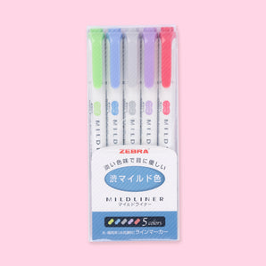 Zebra Mildliner Double-Sided Highlighter Set - Fine / Bold - Soft Mild Set - Stationery Pal