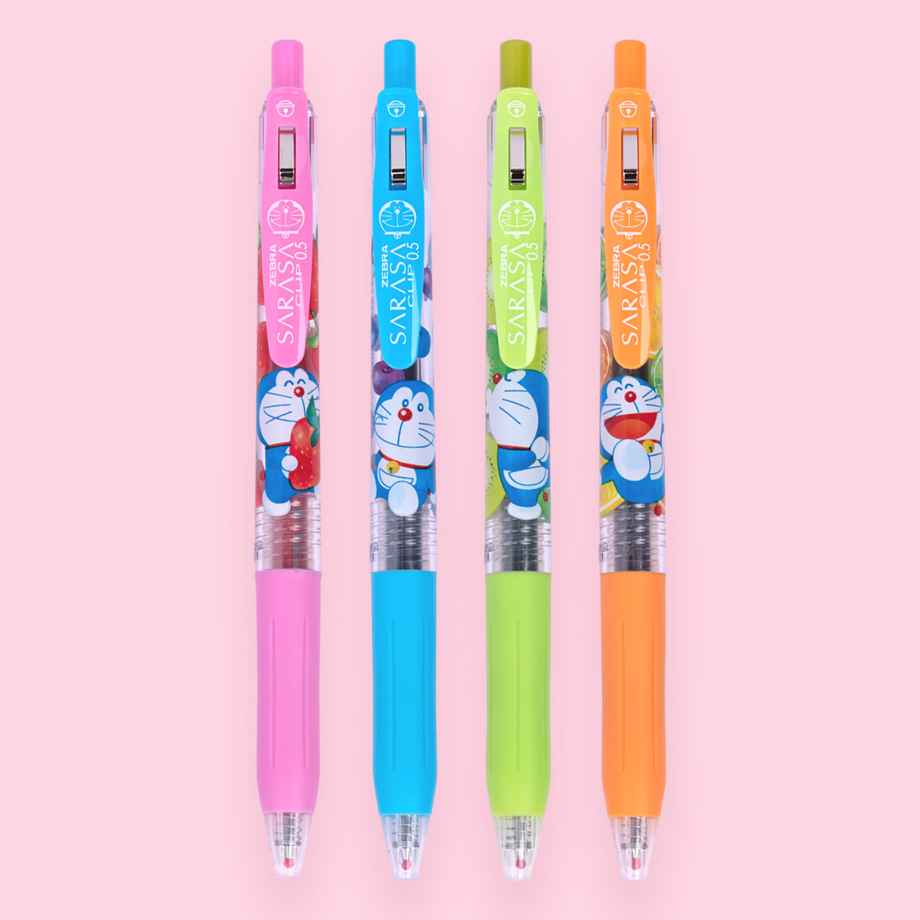 Zebra Sarasa Clip Gel Pen Doraemon Fruits 4-Color Set - 0.5 mm