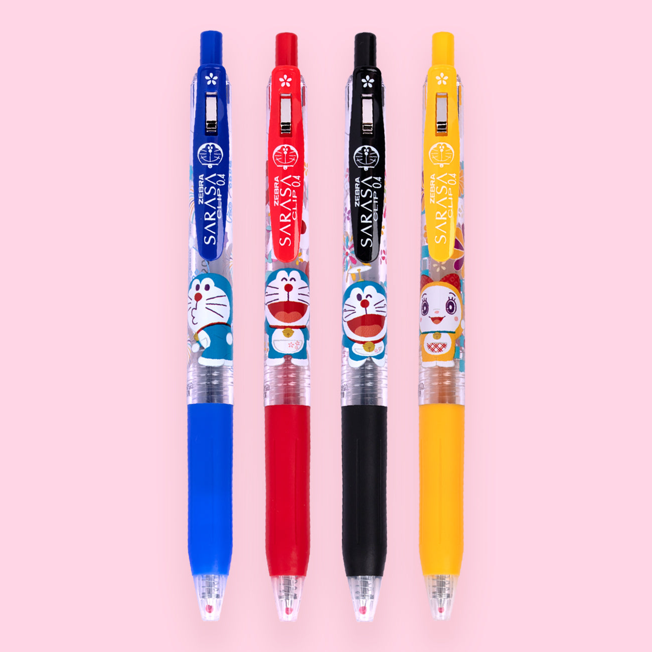 Zebra Sarasa Clip Gel Pen Doraemon and Dorami Flower 4-Color Set - 0.5 mm