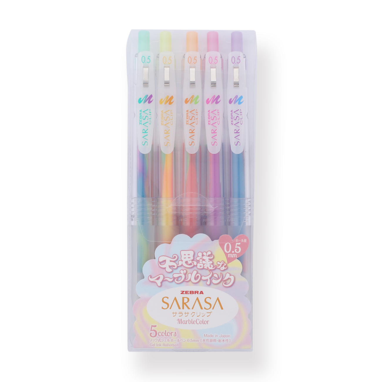 Zebra Sarasa Clip Gel Pen - Marble Color - 0.5 mm 5 Colors Set