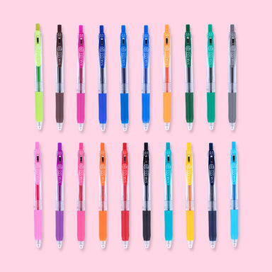 Zebra Sarasa Clip Retractable Gel Ink Pens 0.5mm - Assorted Color - Set of  20