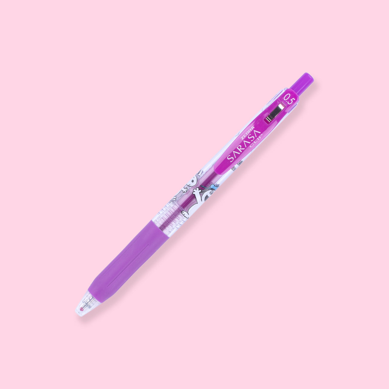 Zebra Sarasa Snoopy Clip Ballpoint Pen - Purple - Stationery Pal