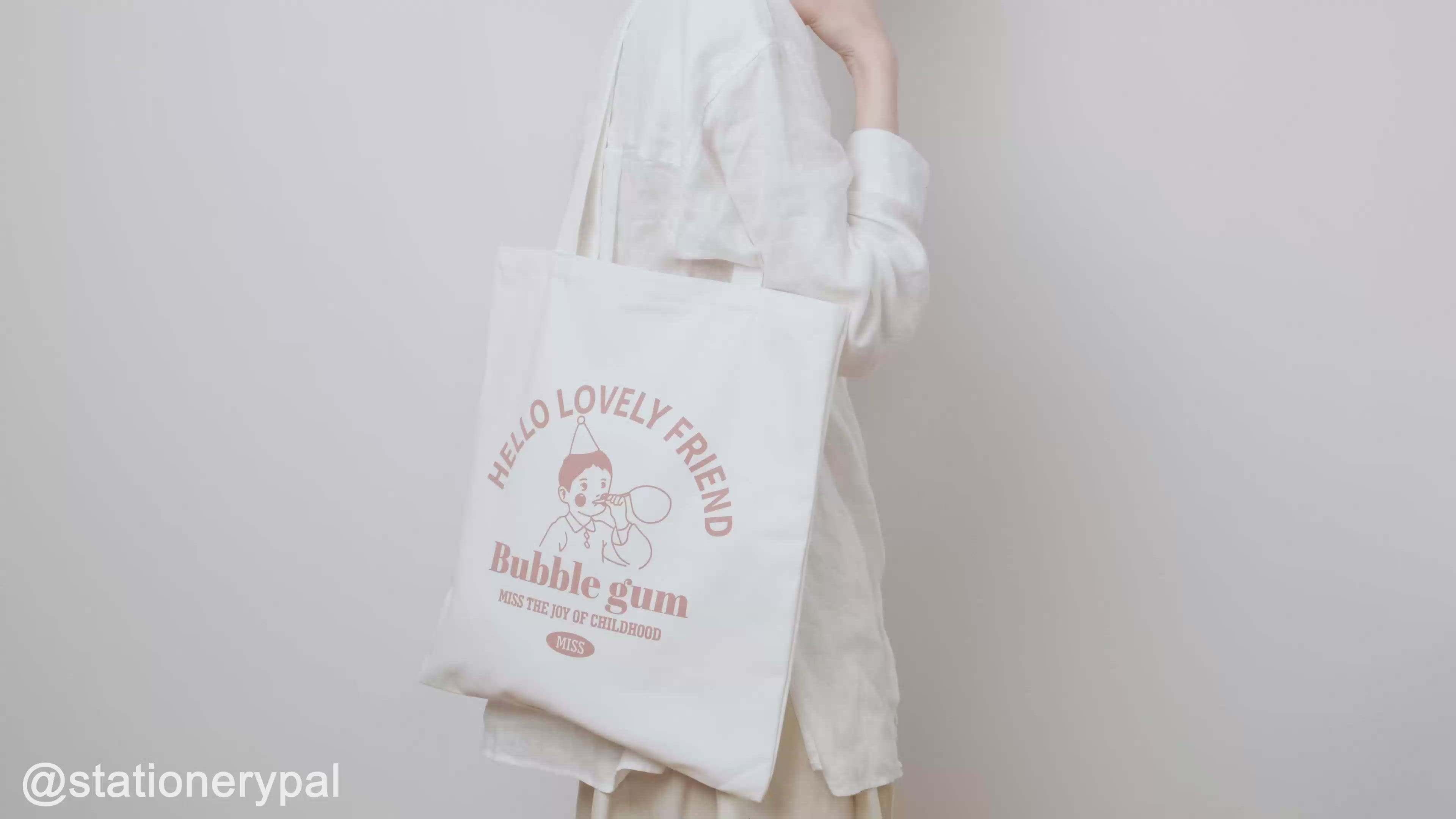 Cute Printed Stylish Tote Bag - White