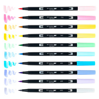 Tombow ABT Dual Brush Pen 10-Pack Set - Pastel - Stationery Pal