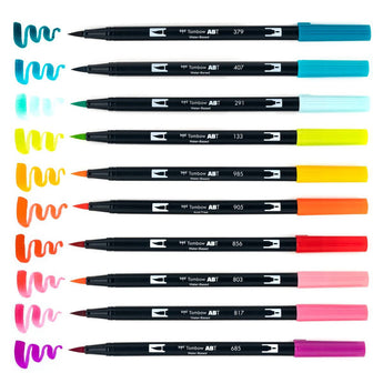 Tombow ABT Dual Brush Pen 10-Pack Set - Tropical - Stationery Pal